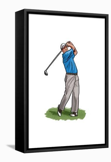 Golfer Swinging - Icon-Lantern Press-Framed Stretched Canvas