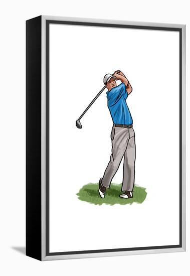 Golfer Swinging - Icon-Lantern Press-Framed Stretched Canvas