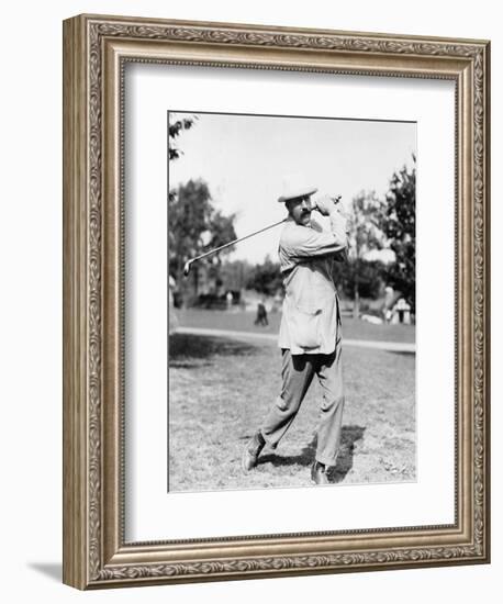 Golfer Ted Ray Swinging a Club Photograph-Lantern Press-Framed Premium Giclee Print