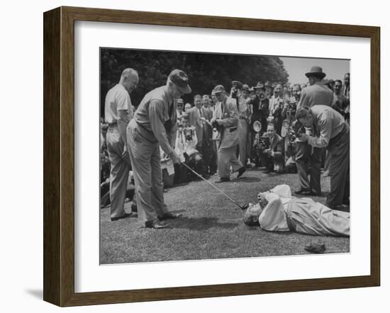 Golfers Clowning Around for the Photographers, During the Washington Post Gold Tournament-Martha Holmes-Framed Photographic Print