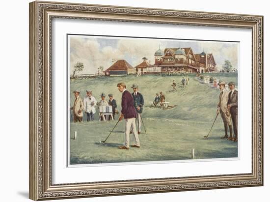 Golfers Golfing at the Royal Sydney Golf Club Links-Percy F.s. Spence-Framed Art Print