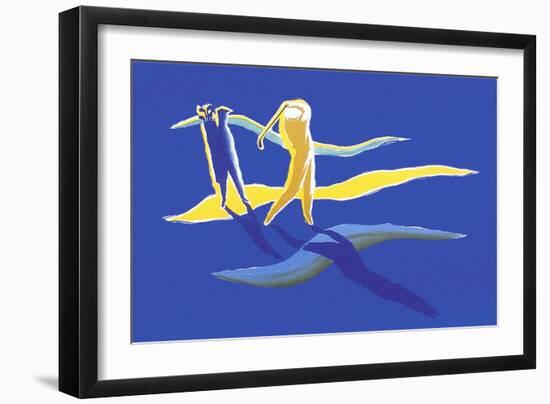 Golfers in Yellow and Blue-null-Framed Art Print