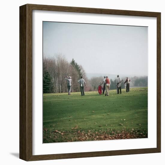 Golfers Playing on Golf Course-Walker Evans-Framed Photographic Print