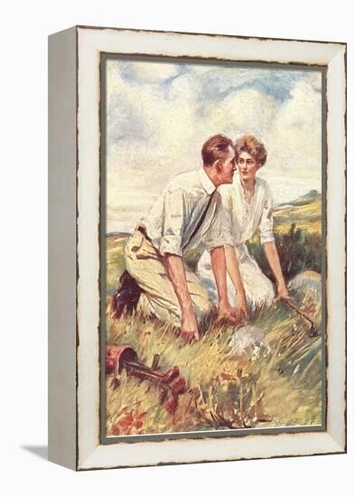 Golfing Couple Looking for Lost Ball-null-Framed Stretched Canvas