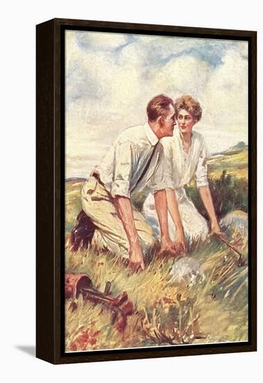 Golfing Couple Looking for Lost Ball-null-Framed Stretched Canvas
