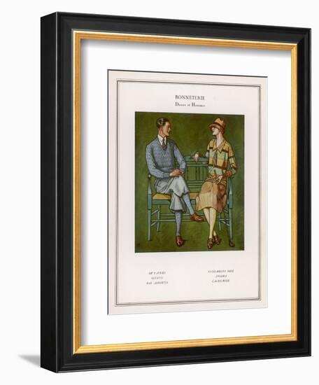 Golfing Couple: The Man Wears Plus-Fours with Matching Socks and Jumper-null-Framed Art Print