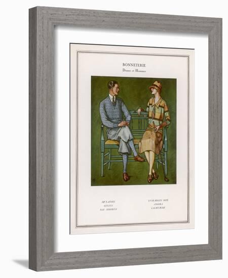 Golfing Couple: The Man Wears Plus-Fours with Matching Socks and Jumper-null-Framed Art Print