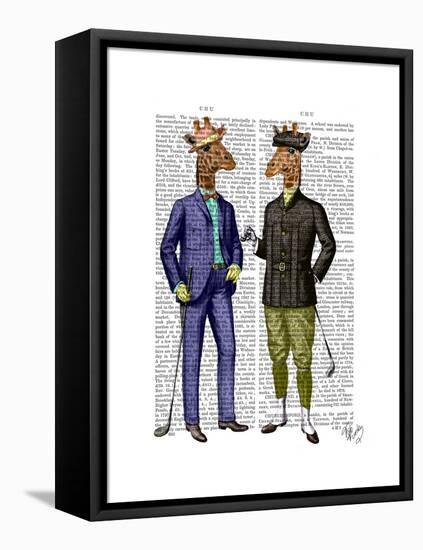 Golfing Giraffes-Fab Funky-Framed Stretched Canvas