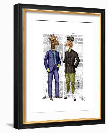 Golfing Giraffes-Fab Funky-Framed Art Print