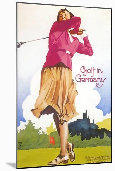 Golfing in Germany-null-Mounted Art Print