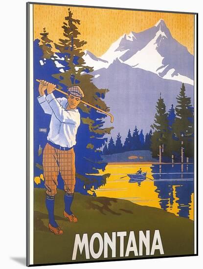 Golfing in Montana-null-Mounted Premium Giclee Print