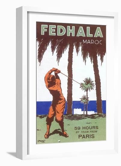 Golfing in Morocco-null-Framed Art Print