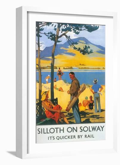 Golfing in Silloth on Solway-null-Framed Art Print