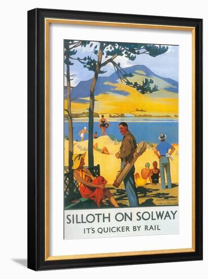 Golfing in Silloth on Solway-null-Framed Art Print