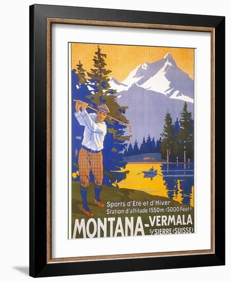 Golfing in Swiss Alps-null-Framed Art Print