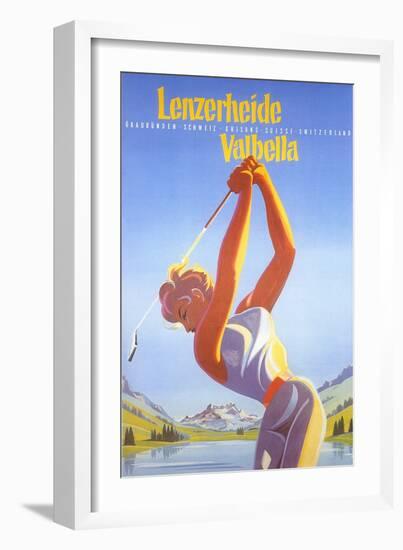 Golfing in Switzerland-null-Framed Art Print