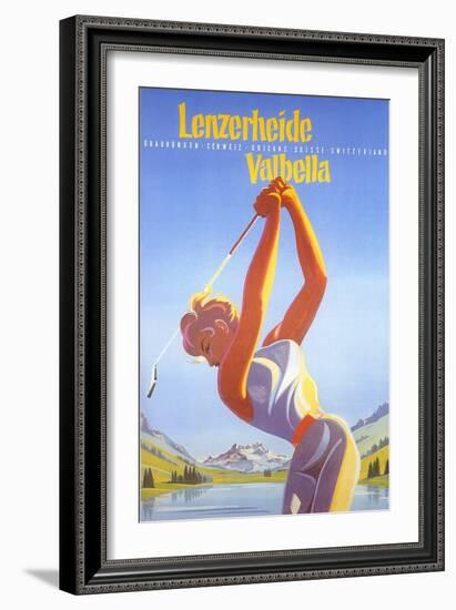 Golfing in Switzerland-null-Framed Art Print