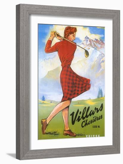 Golfing in Switzerland-null-Framed Art Print