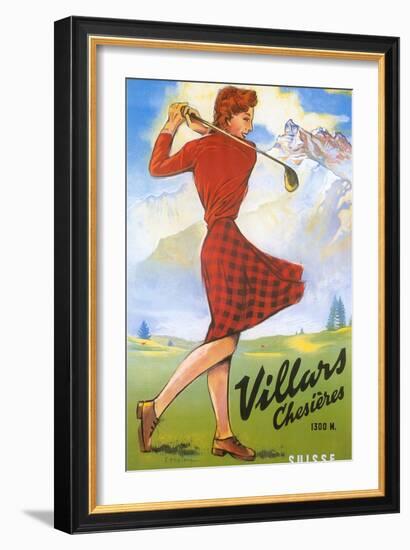 Golfing in Switzerland-null-Framed Art Print