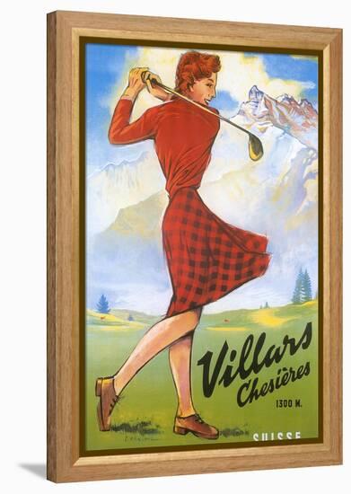 Golfing in Switzerland-null-Framed Stretched Canvas