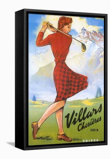 Golfing in Switzerland-null-Framed Stretched Canvas