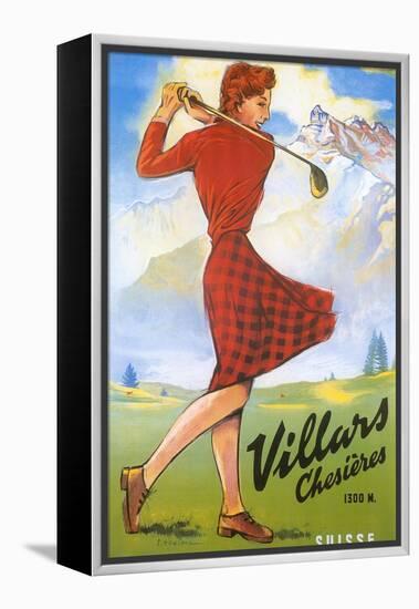 Golfing in Switzerland-null-Framed Stretched Canvas