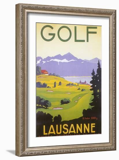 Golfing in Switzerland-null-Framed Art Print