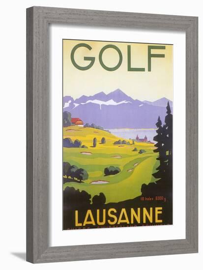 Golfing in Switzerland-null-Framed Art Print