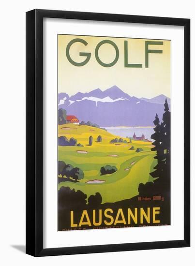 Golfing in Switzerland-null-Framed Art Print