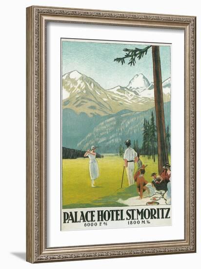 Golfing in the Swiss Alps-null-Framed Art Print