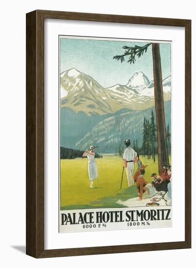 Golfing in the Swiss Alps-null-Framed Art Print