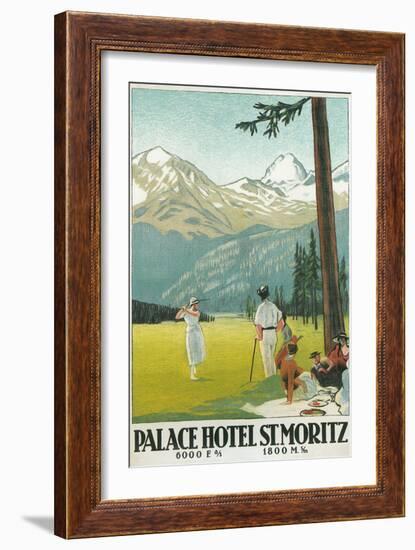 Golfing in the Swiss Alps-null-Framed Art Print