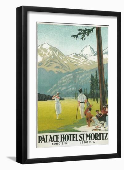 Golfing in the Swiss Alps-null-Framed Art Print