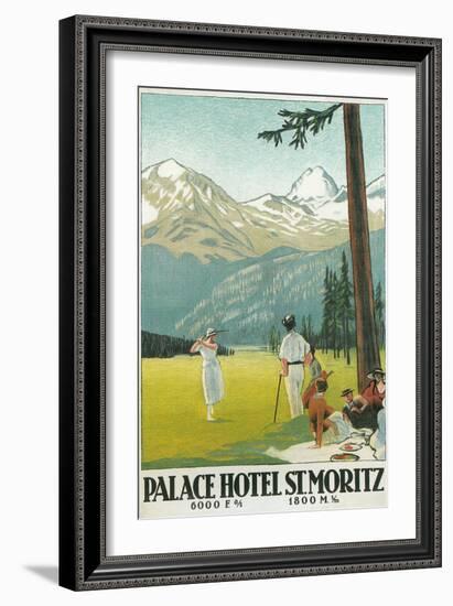 Golfing in the Swiss Alps-null-Framed Art Print