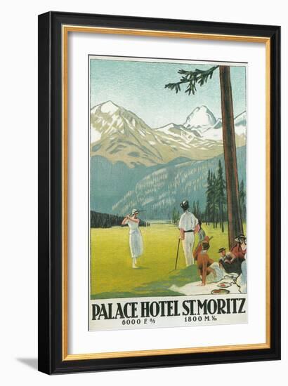 Golfing in the Swiss Alps-null-Framed Art Print