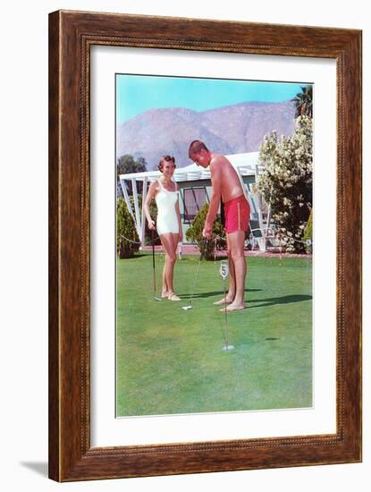 Golfing in Your Bathing Suit, Retro-null-Framed Art Print