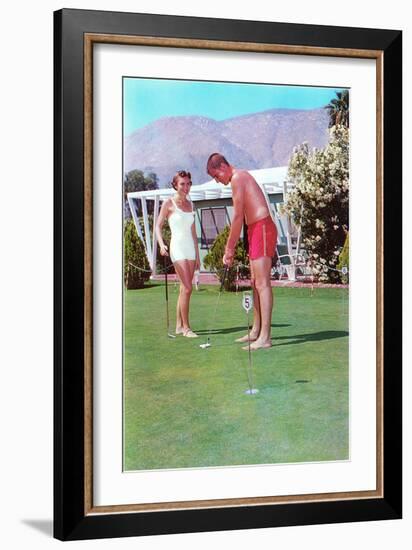 Golfing in Your Bathing Suit, Retro-null-Framed Art Print