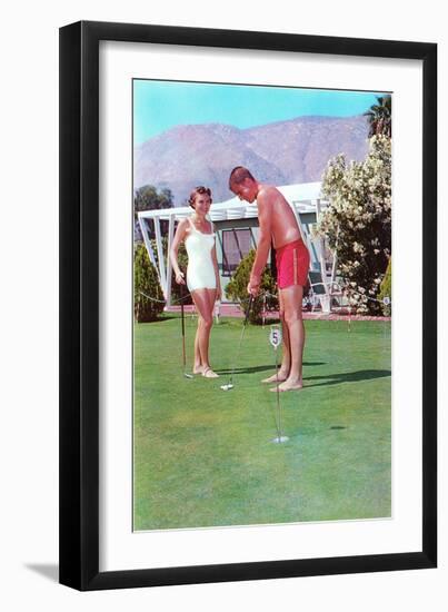 Golfing in Your Bathing Suit, Retro-null-Framed Art Print