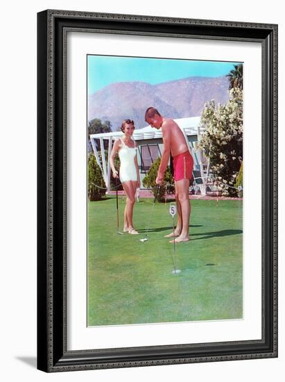 Golfing in Your Bathing Suit, Retro-null-Framed Art Print