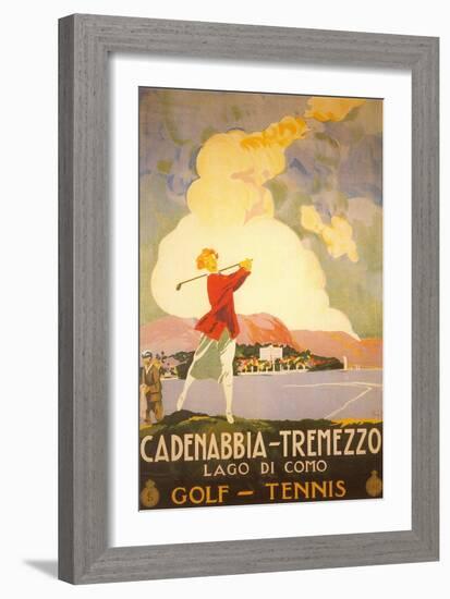 Golfing on Lake Como-null-Framed Art Print