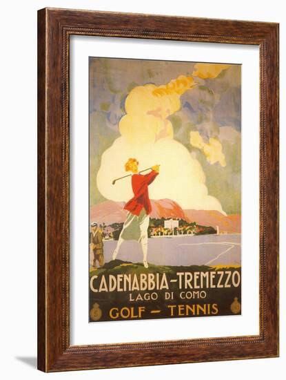 Golfing on Lake Como-null-Framed Art Print