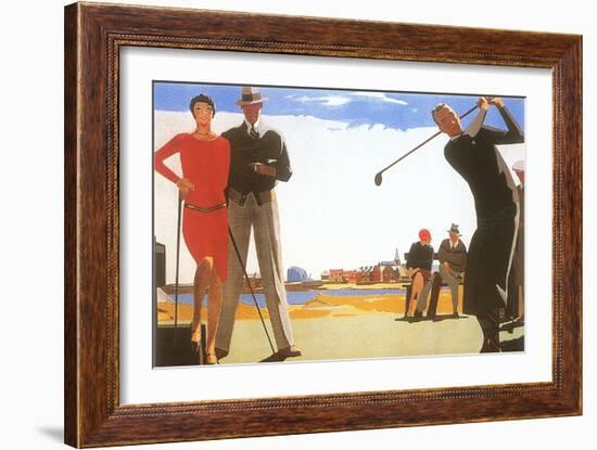 Golfing on the Beach-null-Framed Art Print