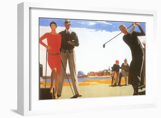 Golfing on the Beach-null-Framed Art Print