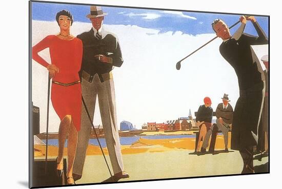 Golfing on the Beach-null-Mounted Art Print