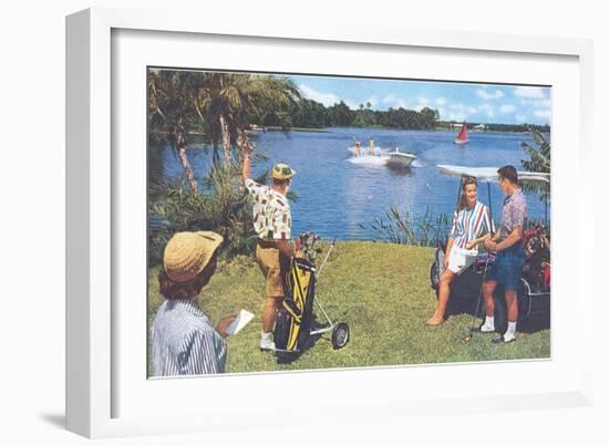 Golfing, Water Skiing-null-Framed Art Print