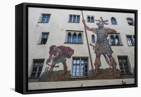 Goliath House, Regensburg, Bavaria, Germany-Michael Runkel-Framed Premier Image Canvas