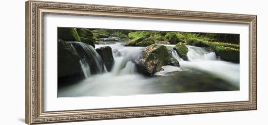 Golitha Falls, Cornwall, Water Flowing over Rocks in the Falls, on the River Fowey-David Clapp-Framed Photographic Print