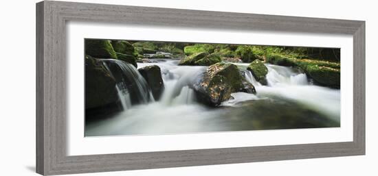 Golitha Falls, Cornwall, Water Flowing over Rocks in the Falls, on the River Fowey-David Clapp-Framed Photographic Print