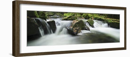 Golitha Falls, Cornwall, Water Flowing over Rocks in the Falls, on the River Fowey-David Clapp-Framed Photographic Print