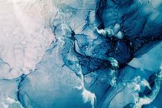 Blue Acrylic Ink Marble Texture Frozen Water White-golubovy-Photographic Print
